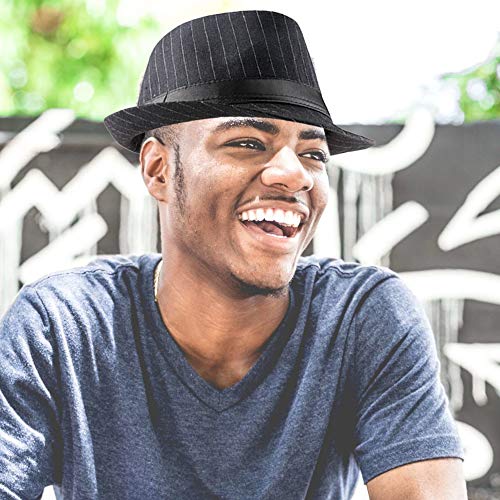 Faleto Unisex Classic Manhattan Structured Gangster Trilby Fedora Hat Black #TOP1