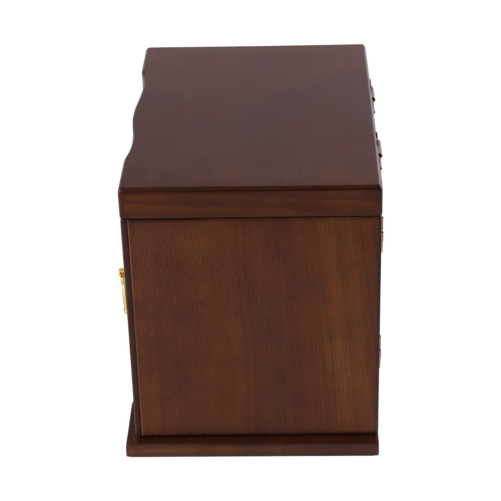 WooDerson Joyero de madera marrón de 5 pisos con llave y cerradura, puertas dobles, con cajones, caja de joyería para pendientes, cadenas y anillos