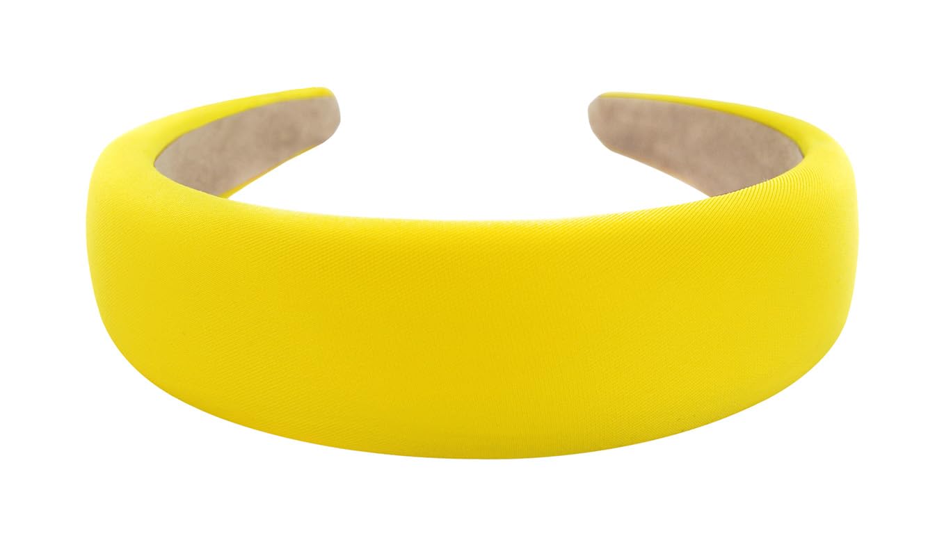 axy Breiter Haarreif mit Stoff gepolstertes Candy Colours - Wunderschön Stirnband Haarschmuck Haarreifen HRK2A (Gelb)