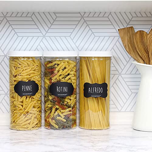 Cornucopia Tall Clear Plastic Canisters W Lids And Labels (3-Pack, 2.5 Quart / 10 Cup Capacity); 10In High Bpa-Free Pet 80Oz Jars For Food & Home Storage #TOP1