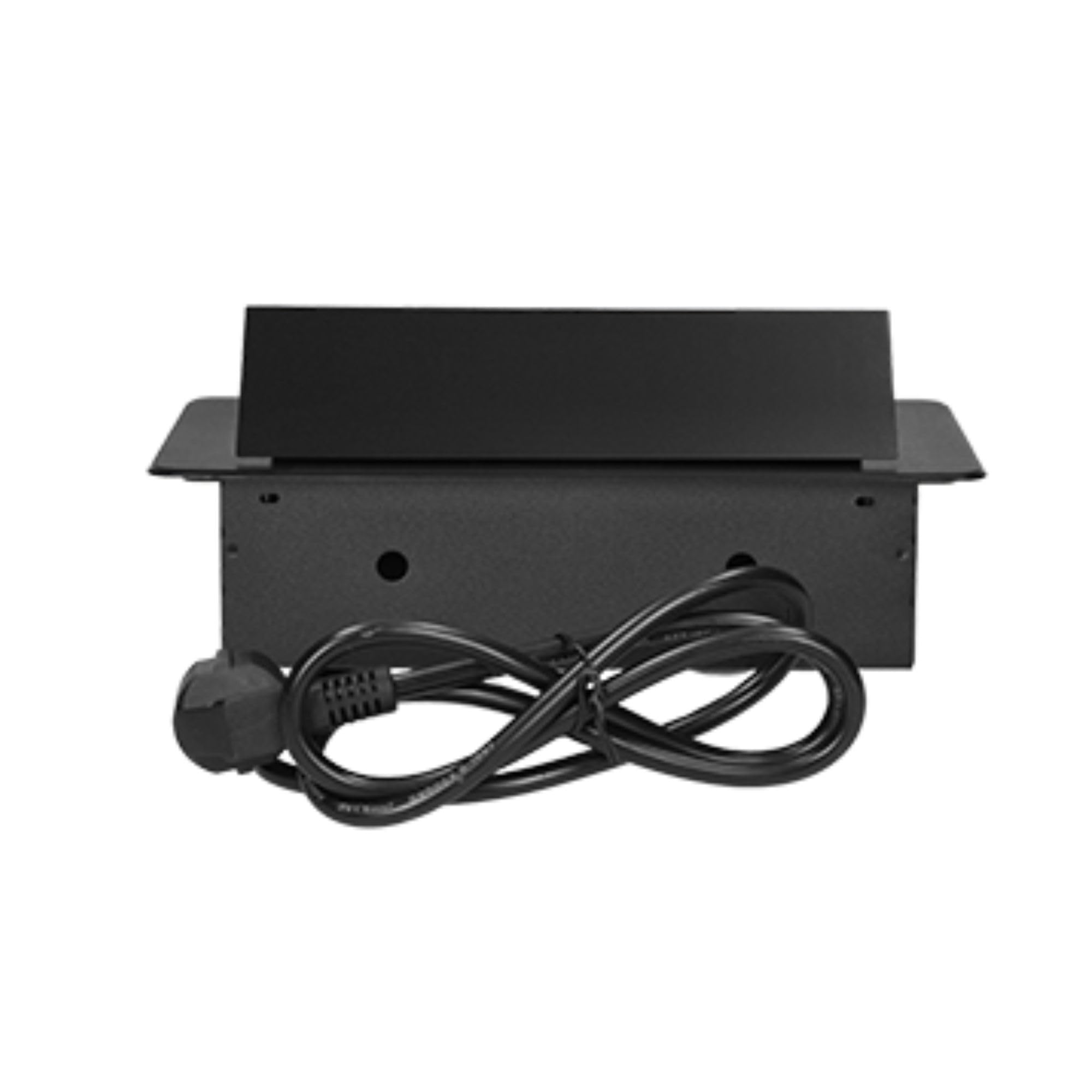Regleta Enchufes Enchufe Multiple con Borde Plano Fresado Enchufe Empotrable Cable de 1,5 m Schuko Superficie Interior Completa de Regletas Enchufes (Negro)