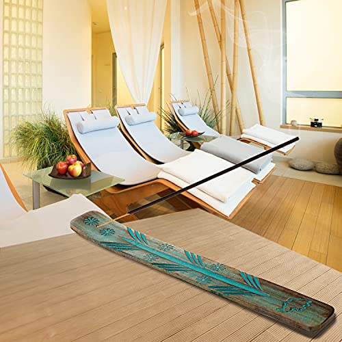 Wooden Incense Stick Holder – Handmade Incense Stick Burner Painted By Artisans – Ideal For Aromatherapy, Meditation, Yoga – Ornamental Piece For Home, Office Decor - Pack Of 2 (Green) #TOP5