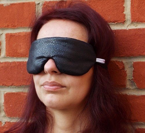 Fake Black Leather Soft Padded Black Eye Sleep mask