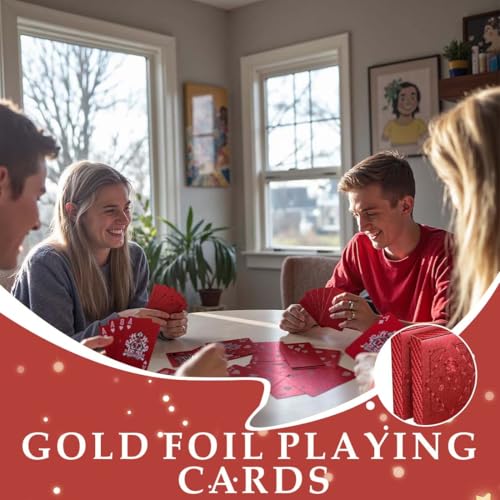 2 Paare Wasserfest Spielkarten, Rot und Schwarz, 55 Plastikspielkarten, Rose Poker, geeignet für Kartenspiele für Erwachsene wie Blackjack, Texas Hold'em, Bridge usw – Bild 5