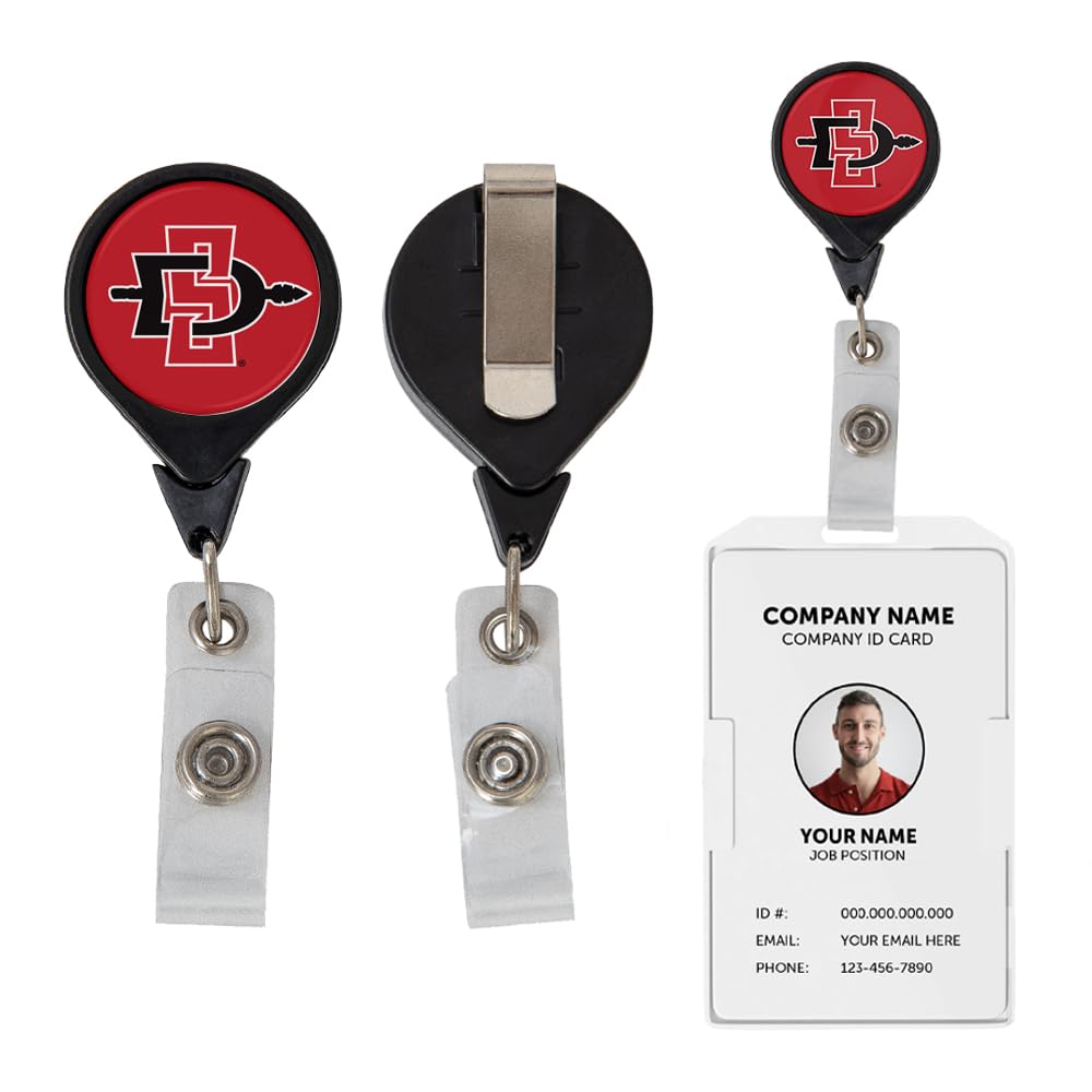 Desert Cactus San Diego State University SDSU Aztecs Retractable Badge Holder ID Reel with Ticket Clip for Lanyard, Work, School & Office Access