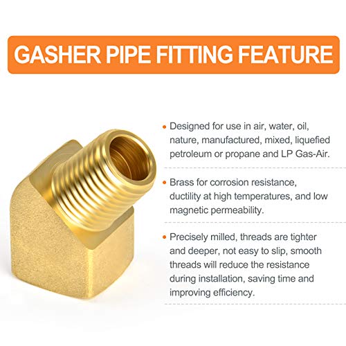 Gasher 5Pcs 45 Degree Street Elbow Brass Pipe Fitting 1/4" Npt Female X 1/4" Npt Male #TOP2