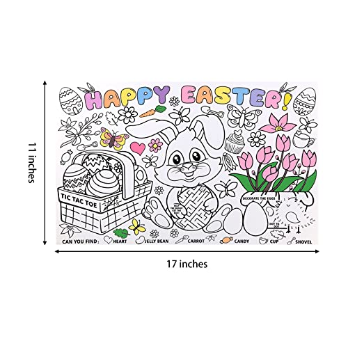 Easter Coloring Tablecloth For Kids, 12 Pcs Easter Paper Placemats, Disposable Easter Bunny Tablecover For Kids Coloring Activity #TOP6