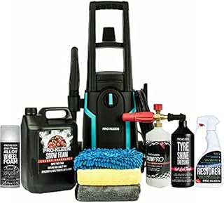 Pro-Kleen Pressure Washer Power Jet Wash 1600W Electric - Portable With Snow Foam 5ltr, Alloy Foam Cleaner, Trim & Bumper, Tyre Shine. Lance and Cloths, Mitt - Cleaning Patios