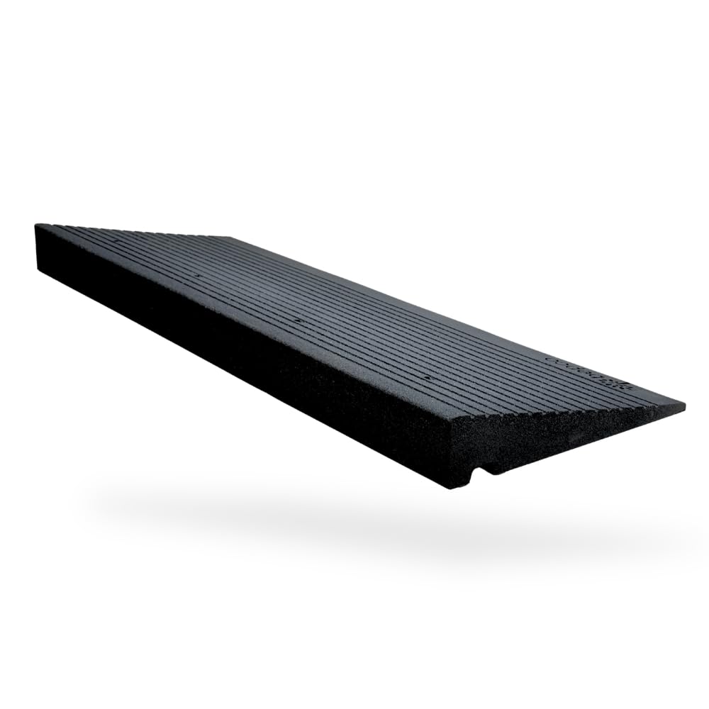 bepco Rampa progowa premium – rampa najazdowa z gumy z recyklingu, z podkładkami na taras, progi drzwi, krawężniki, schody (bez mocowania, 100 x 35 x 7,5 cm)