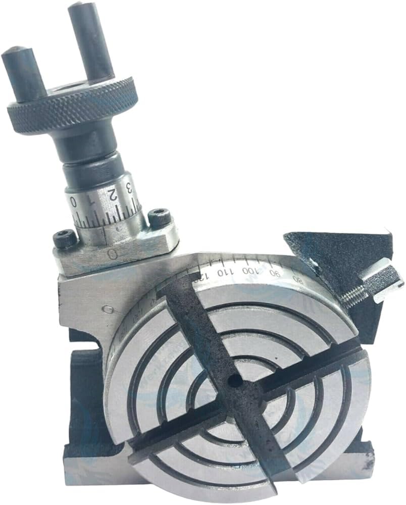 Amz671 - Tavola rotante di precisione, 80 mm, per fresatrice orizzontale e verticale, 4 fessure