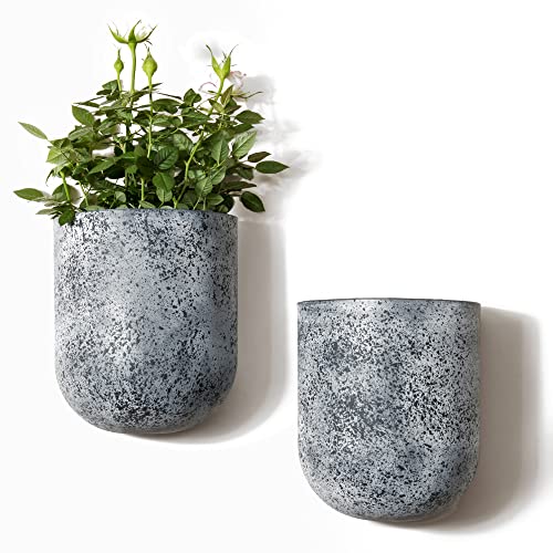 LA JOLIE MUSE Wall Hanging Planters for Indoor Plants，Hanging Flower Pots for Air Plants Succulent, Set of 2, 5.7L*4.1W*7H, Rock Gray
