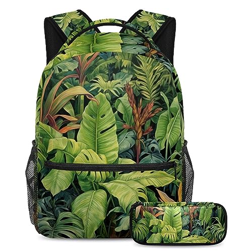Sac à dos motif plantes tropicales multicolore pour cartable enfant et sac de voyage étudiant