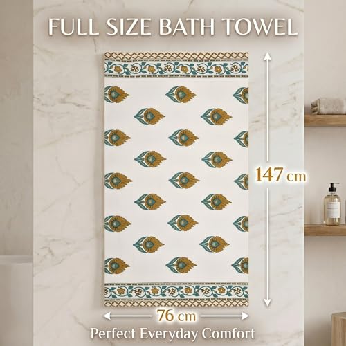 Image of Mafatlal Madhuban 250 GSM Textured Towel | 147 x 76 cm | Waffle Bath Cloth for Body Scrubbing, Cleansing, Bathing Routine and Everyday Hygiene | Sage Green