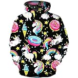 HaniLav Kids 3D Printed Unicorn Sweatshirts Funny Hoodies Pocket,Dessert Unicorn,7-8T