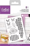 Crafters Companion CC-CA-ST-FLUT Butterly Alphabet Collection Clear Acrylic Stamps-Flutterby Florals