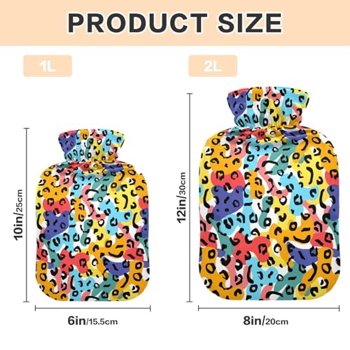 Bolsa de agua caliente de PVC para noches frías con funda de terciopelo de leopardo 3