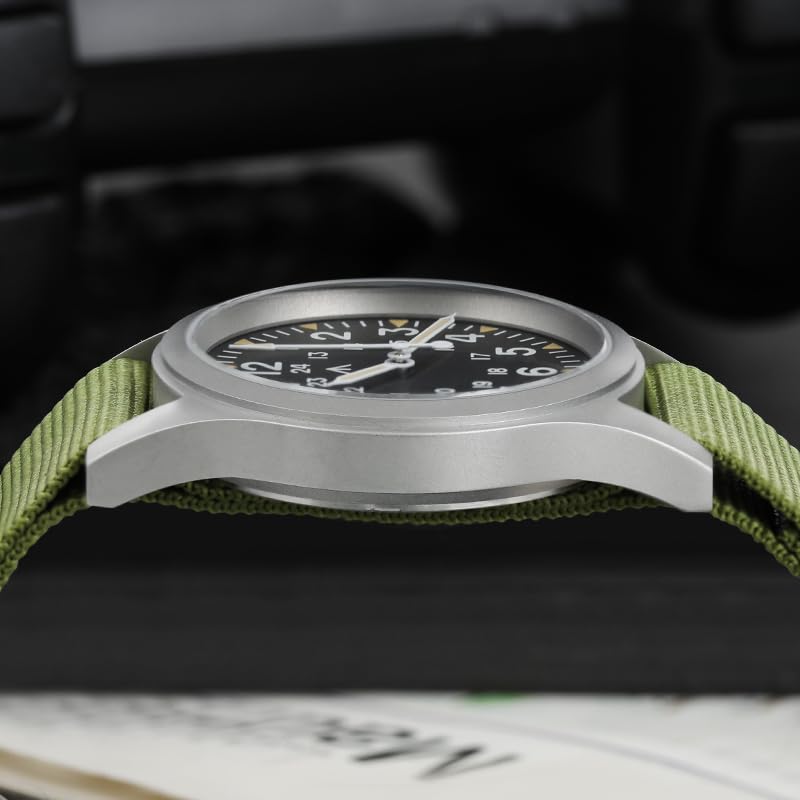 Image of Militado ML05 38mm VH31 Quartz Watch - Domed Sapphire Crystal Field Watch C3 Super Luminous Retro Sweep Wrist Watch for Men 100M Waterproof