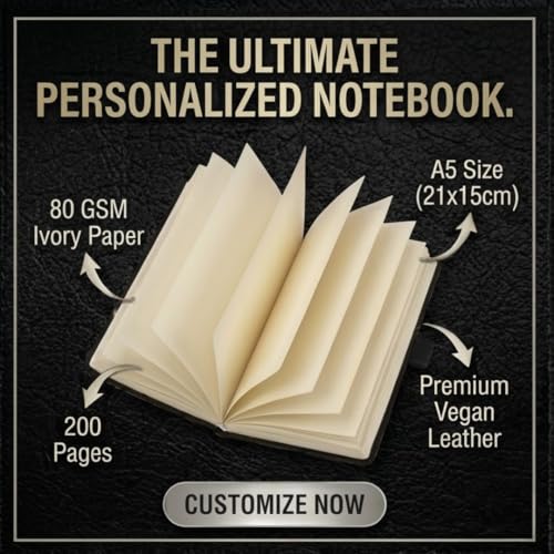 Image of ncgifts Personalized Notebook With Name | Customized Diary | Personalized Notebook A5 200 Ruled Pages Customized Diwali Daily Journal Diaries Diary Gifts for Men Women Friends, Family | Black