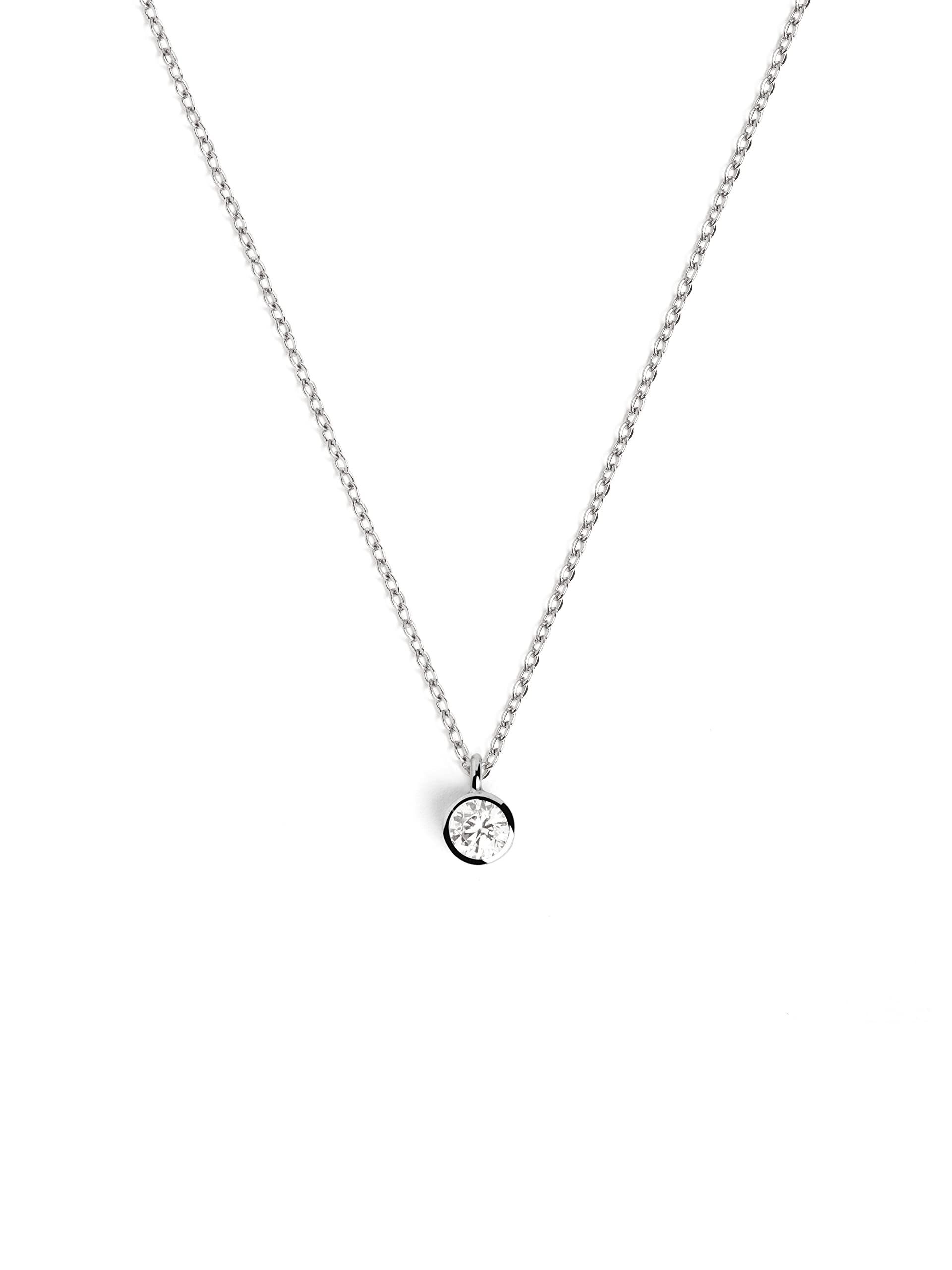 SINGULARUCollar Single Diamond - Colgante en Plata de Ley 925 y una Circonita - Cadena de Talla Unica - Joyas para Mujer - Hecho en España- Varios Acabados