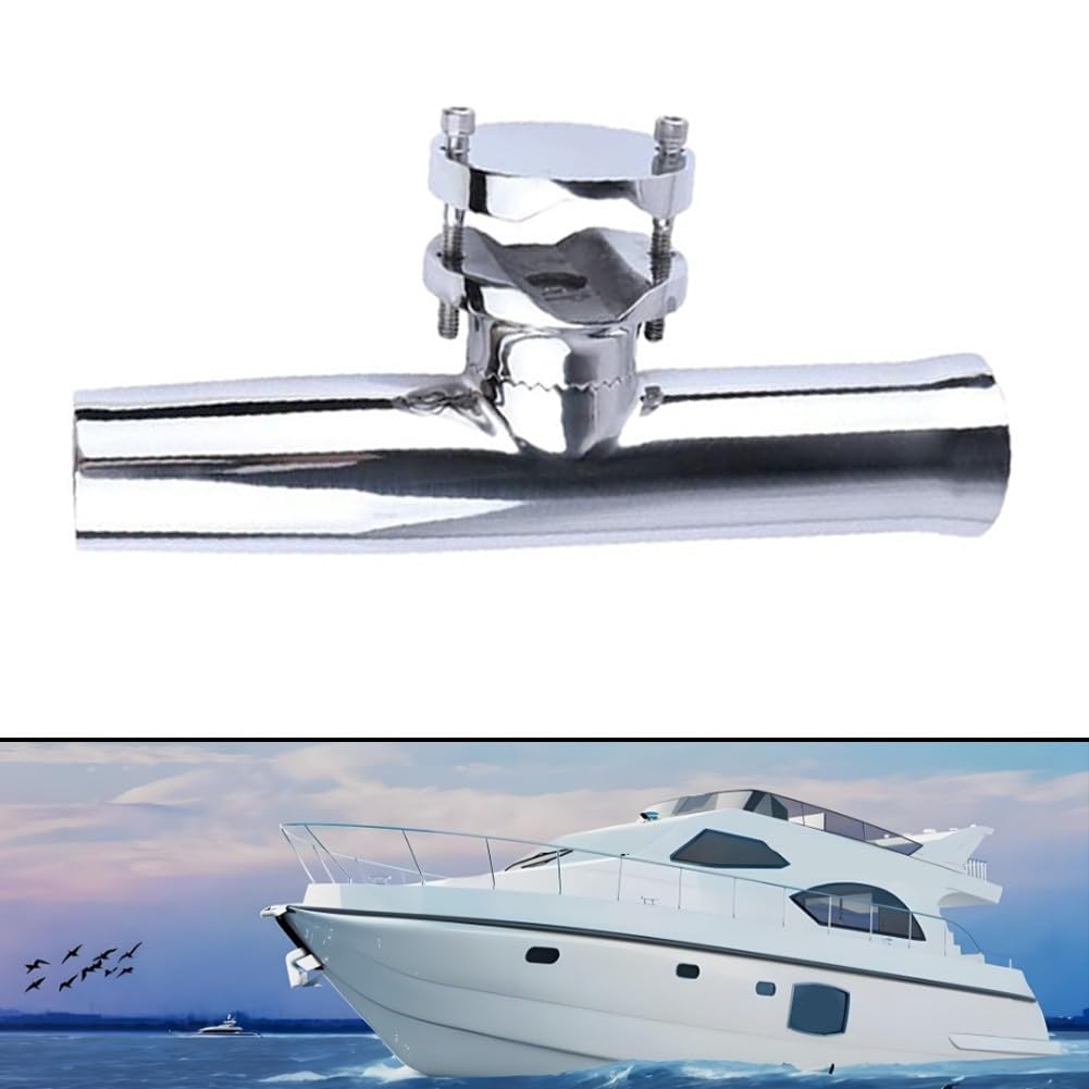 Soporte de caña de pescar de acero inoxidable para barcos, soporte de pesca ajustable de 32 ángulos con acolchado de goma, accesorios de montaje de cubierta resistentes para agua salada, adecuado para