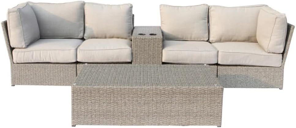 Outdoor Wicker Conversation Set with Cushions for Patio and Deck Use