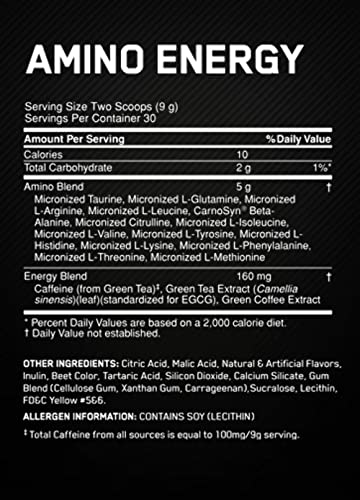 Optimum Nutrition Essential Amin.o. Energy, Green Apple, 9.5 Oz (270 G) #TOP7