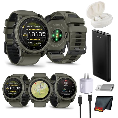 Garmin tactix 8 Tactical Smartwatch 51 mm AMOLED Touchscreen, Titanium Sapphire Cerakote Olive Drab Applied Ballistics Ultralight Multiband GPS LED Flashlight Dive Rated