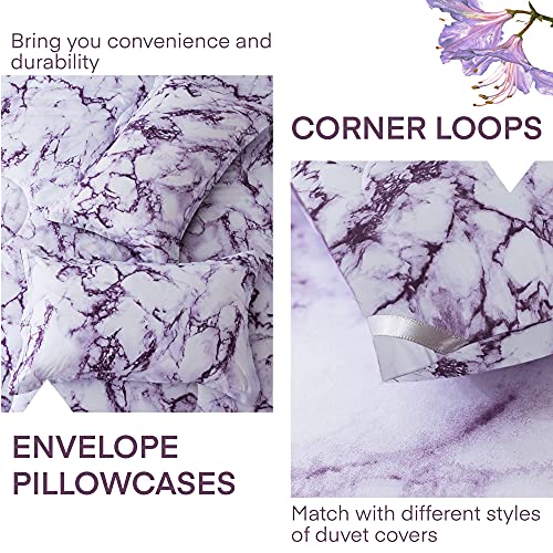Litanika Purple Marble Comforter Full(79X90Inch), 3 Pieces (1 Marble Comforter And 2 Pillowcases) Soft Lightweight Microfiber Comforter Bedding Set For Men And Women #TOP4