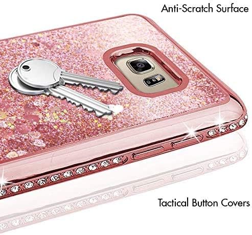 Silverback Galaxy Note 5 Case, Moving Liquid Holographic Sparkle Glitter Case with Kickstand, Bling Diamond Bumper W/Ring Slim Samsung Galaxy Note 5 Case for Girls Women -Rose Gold W