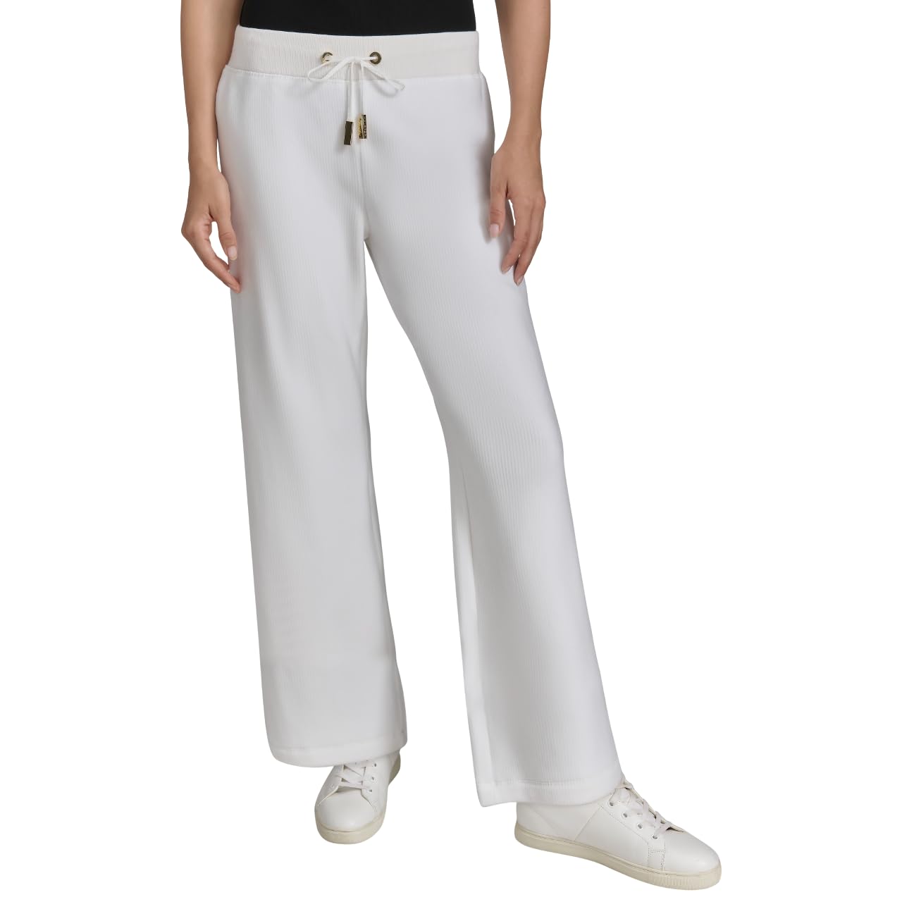 H Halston Womens Velour Drawstring Wide Leg Pants