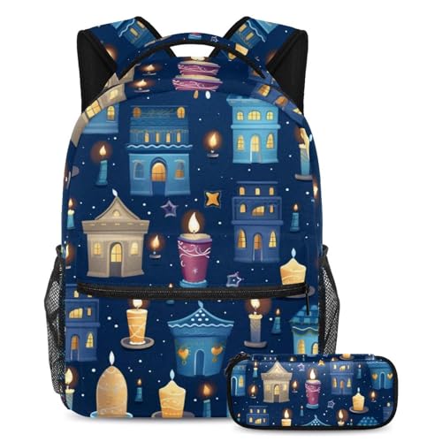 Sac à dos bleu Fantasy Hanukkah grand volume pour soulager le dos des élèves au quotidien