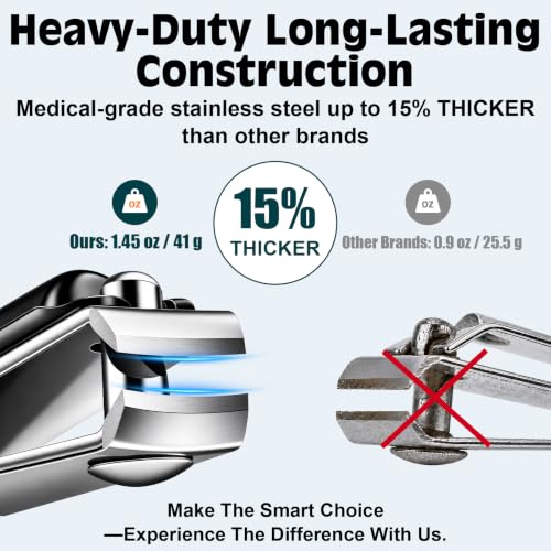 Image of Upgraded 20% Ultra Sharper All-in-One Fingernail and Toenail Clippers, 15% Thicker Sturdy DE-420J2 Stainless Steel, Great Gifts Nail Clippers for Seniors Toe Nail Clippers Case (3-in-1 Black)