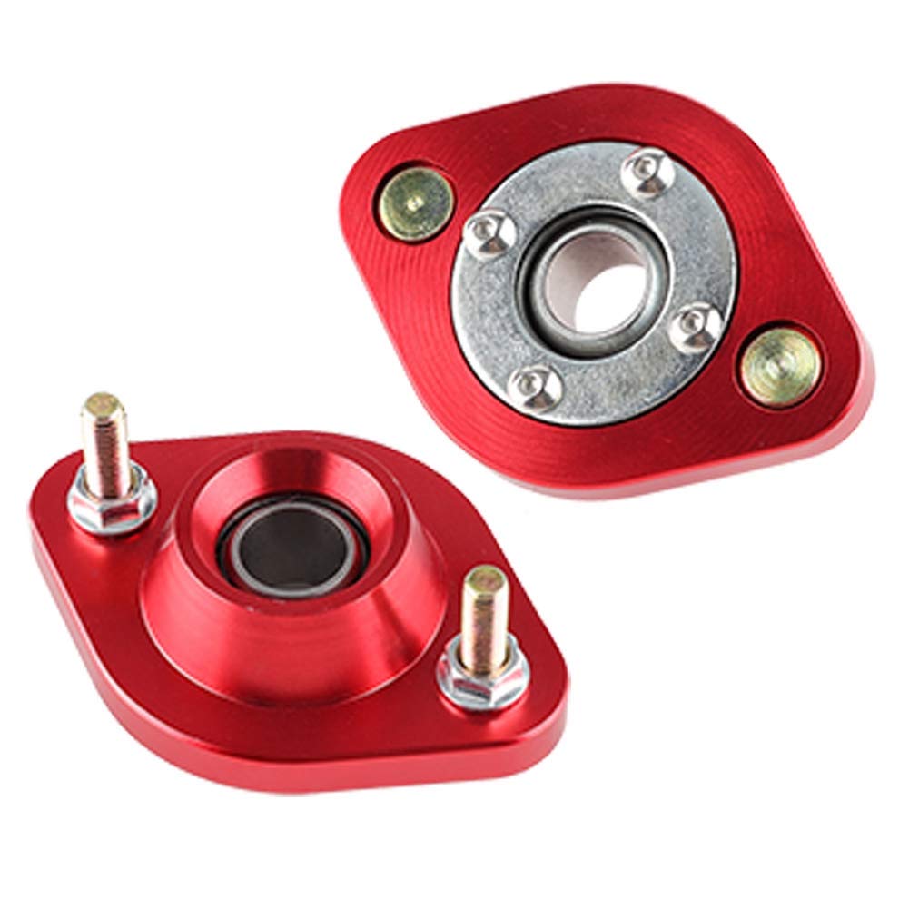 Kimiss Juego de montaje de amortiguador de coche Almohada bola trasera Camber placas Ajuste para E30 E36 E46 (Aleación de aluminio)(Rojo)