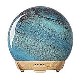 COOSA Glass Essential Oil Diffuser,250ml Aromatherapy Fragrance Diffuser & Ultrasonic Cool Mist Humidifier with 4 Timer,2 LED Colors and Waterless Auto Shut-Off Settings, BPA-Free.