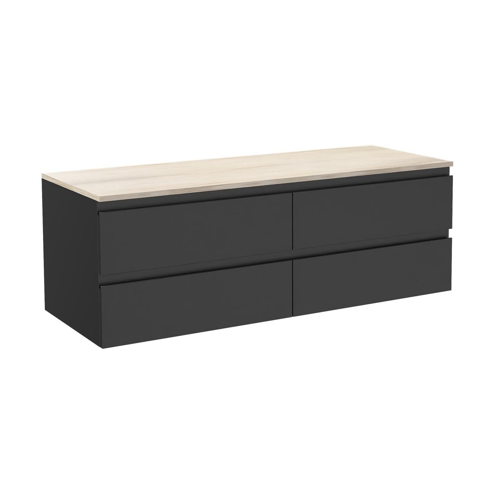 MOB-IN Meuble Double Vasque Sorrento Suspendu avec Plan Effet Bois 120 cm
