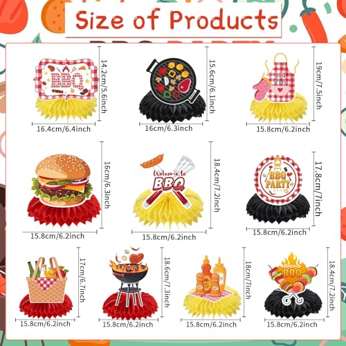 Image of BBQ Party Supplies - 10pcs Baby Q Baby Shower Decorations, Picnic Table Centerpieces, Summer Barbecue Decor, Happy BBQ Theme