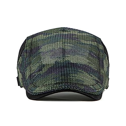 Qecepei Womens Camouflage Newsboy Hat Mesh Breathable Summer Irish Flat Cap For Hunting Driving Black #TOP1