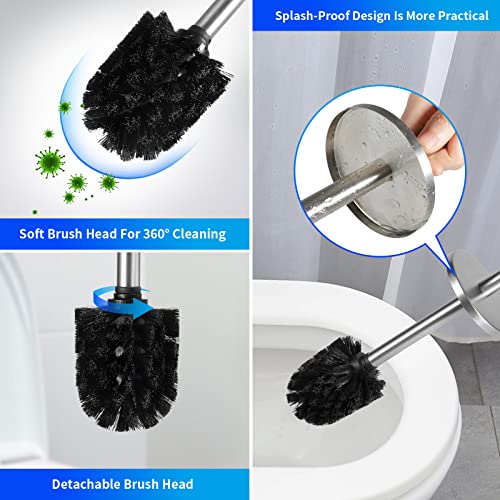 WAVEWO Stainless Steel Toilet Brush, Wall Mounted & Standing Toilet Brush with Splash-proof Lid - Image 3