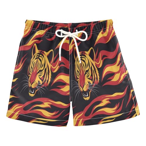 Boccsty Tiger Head Stripe Boys Swim Trunks Baby Kids Swimwear Summer Toddler Beach Board Shorts 2T