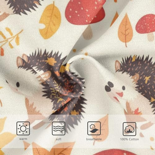 Wusikd Hedgehogs Mushroom Boys' Underwear Cotton Autumn Leaves Boys Briefs Soft Toddler Underwear 2T3