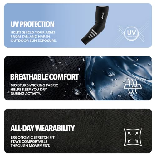 Image of Boldfit Arm Sleeves for Men & Women, UV Protection Hand Sleeve, Breathable MoistureWicking Fabric, Compression Support for Sports, Gym, Cycling & Running, Anti-Slip Comfortable Fit- Black