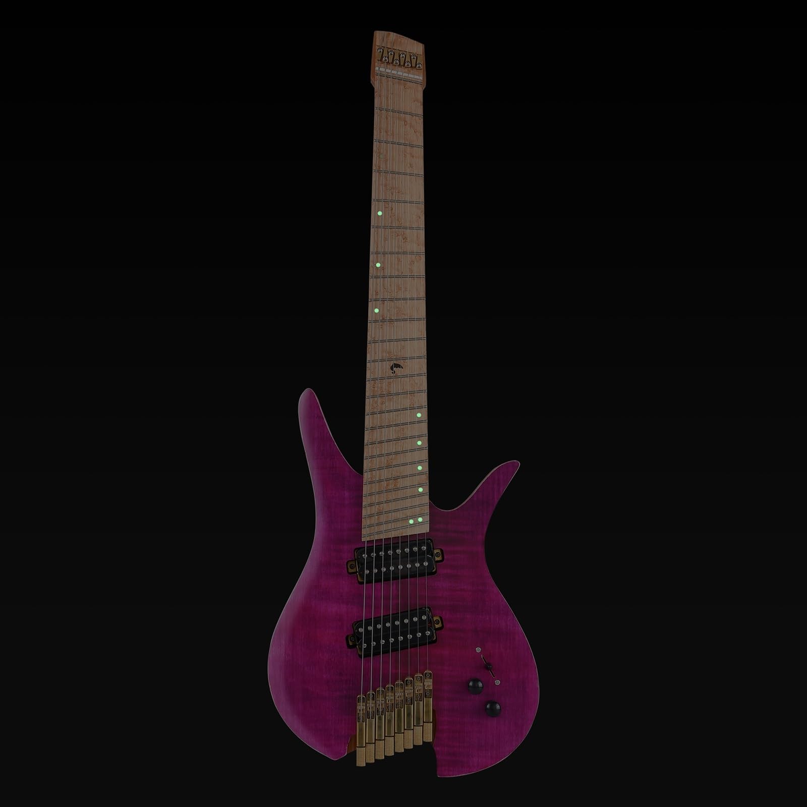 Bezgłowa Elektryczna Gitara Podróżna Z 8 Strunowymi Wentylatorami Ze Stali Nierdzewnej Z Niestandardowym Mosiężnym Mostkiem Profesjonalna Bezgłowy Gitara Elektryczna