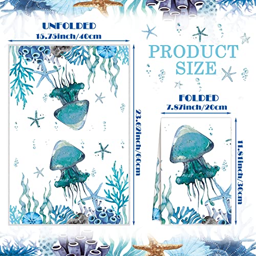 6 Pcs Beach Kitchen Towels Ocean Animal Bathroom Dish Towel Set Nautical Themed Hand Towels Summer Sea Soft Tea Towel Absorbent Dish Cloths For Kitchen Decorative Home, 15.7 X 23.6 Inch (Cute Style) #TOP2