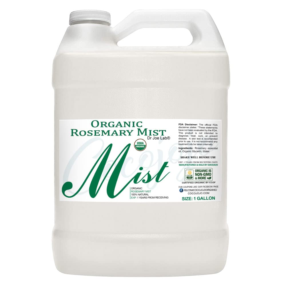 Dr Joe Lab Organic Rosemary Mist For Skincare - Moisturize Sensitive and Dry Skin - Pillow Spray for Relaxation - Pure Rosemary Essential Oil & Body Spray - Packaging May Vary. (128 oz / 1 Gal)