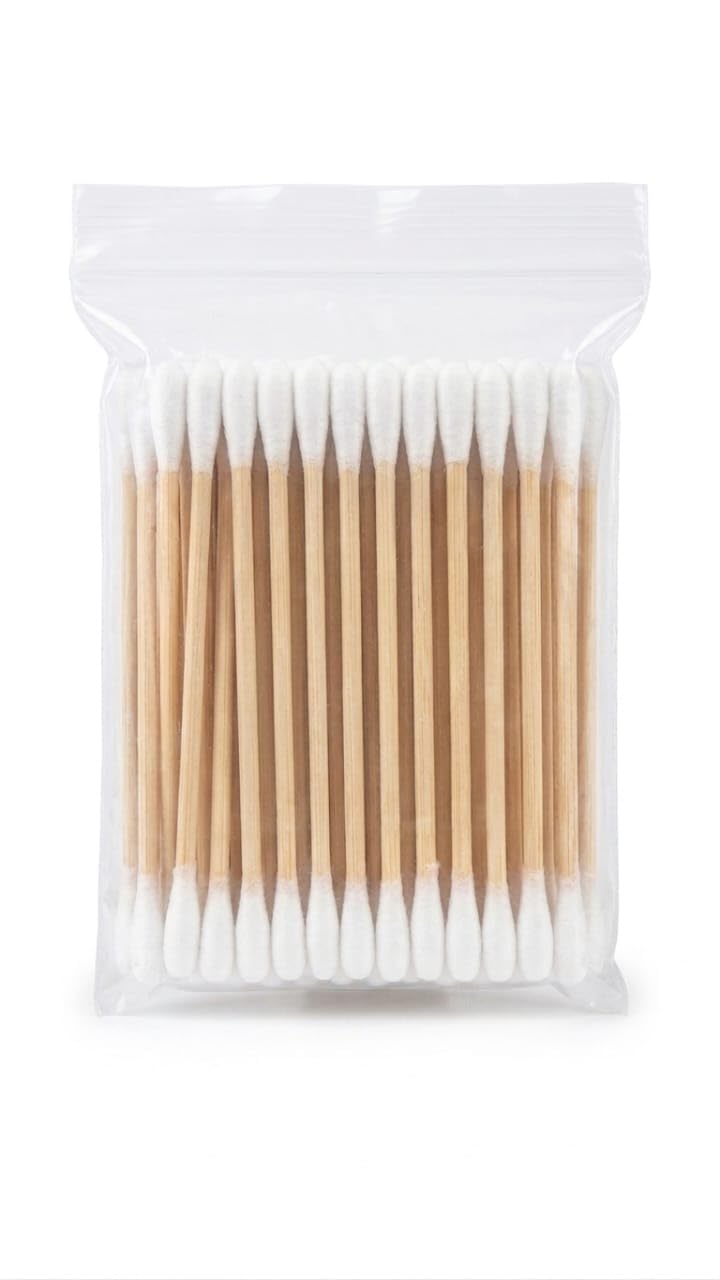 Cotton Swabs with Stick Tip Round Cotton Buds Hypoallergenic Swabs for Makeup Ears Dabs Nails Eyes Nose | 100 Pcs-image-43