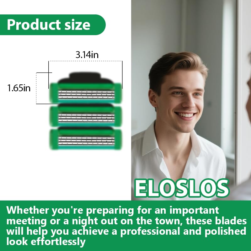 36 Blades Replacement Parts for GL-Mach 3 Style Razors (Green), Wet Razors Men's Blades Value Packs