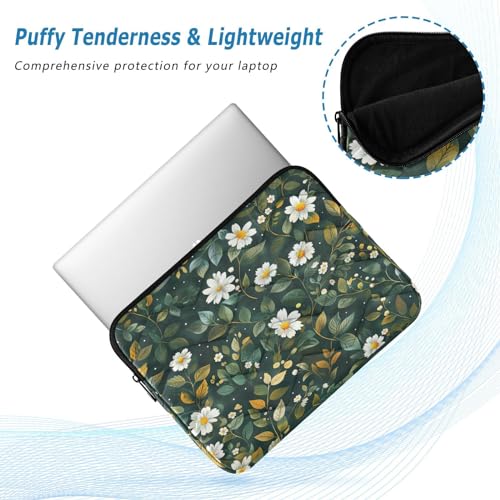 Funda para portátil 13-14 pulgadas estampado floral blanco y verde miniatura 5