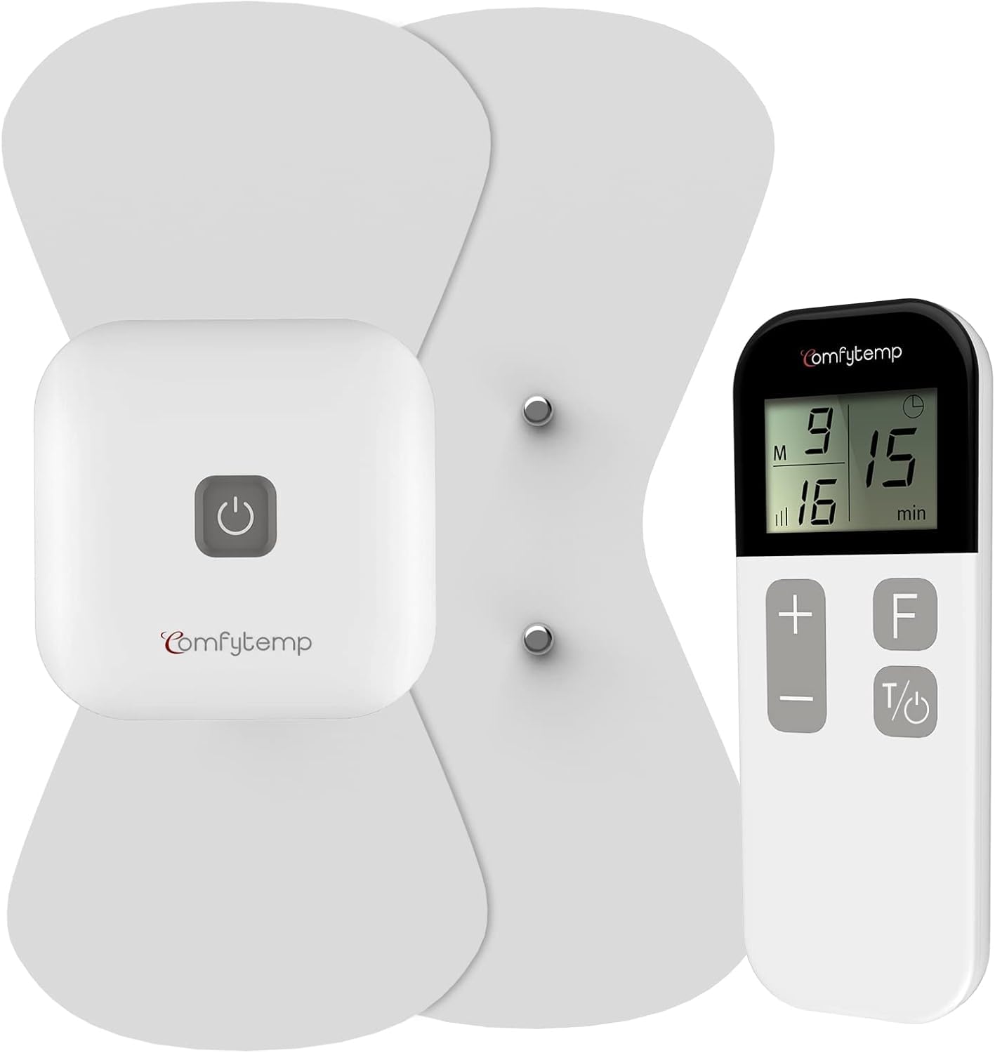 Comfytemp TENS Gerät Schmerztherapie Kabellos Massagegerät für Nacken Knie | Tragbar Wireless TENS Machine 15 Programme 16 Intensitätsstufen, Reizstromgeräte gegen Schmerzen mit 2 Elektroden Pads K6101