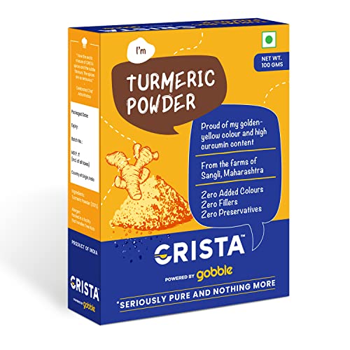 Image of CRISTA 100 gms Turmeric Powder | Pure Turmeric | Ground in-house | Zero added Colours, Fillers, Additives & Preservatives | Natural