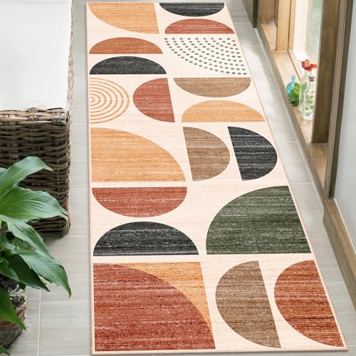 MUJOO Boho Runner Rug Washable,2x6 Area Rugs Non Slip Modern Abstract